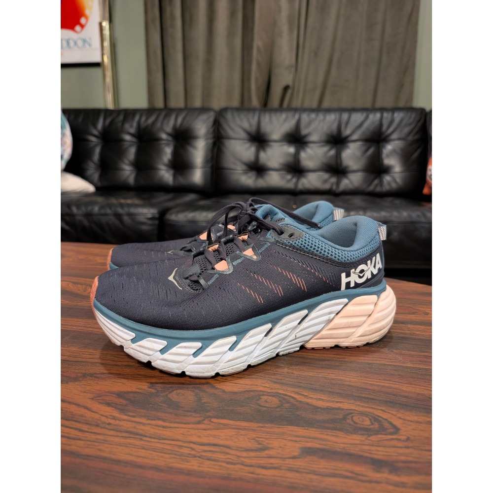 Hoka One One Gaviota 3 Navy Blue Pink Stability Running Shoes Mens 7 D Wide